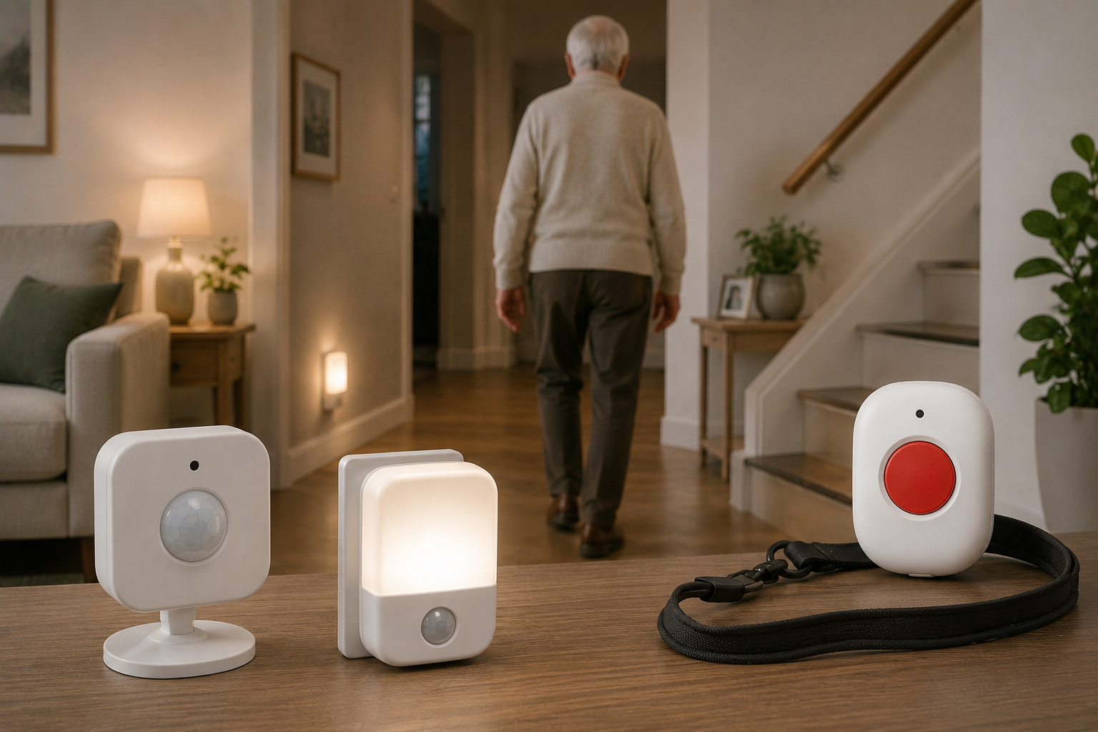 Veilige woonkamer met slimme technologie